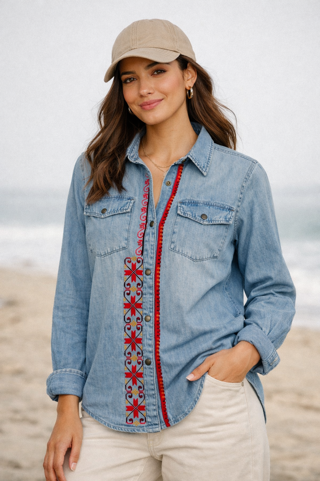 Embroidered Denim Shirt
