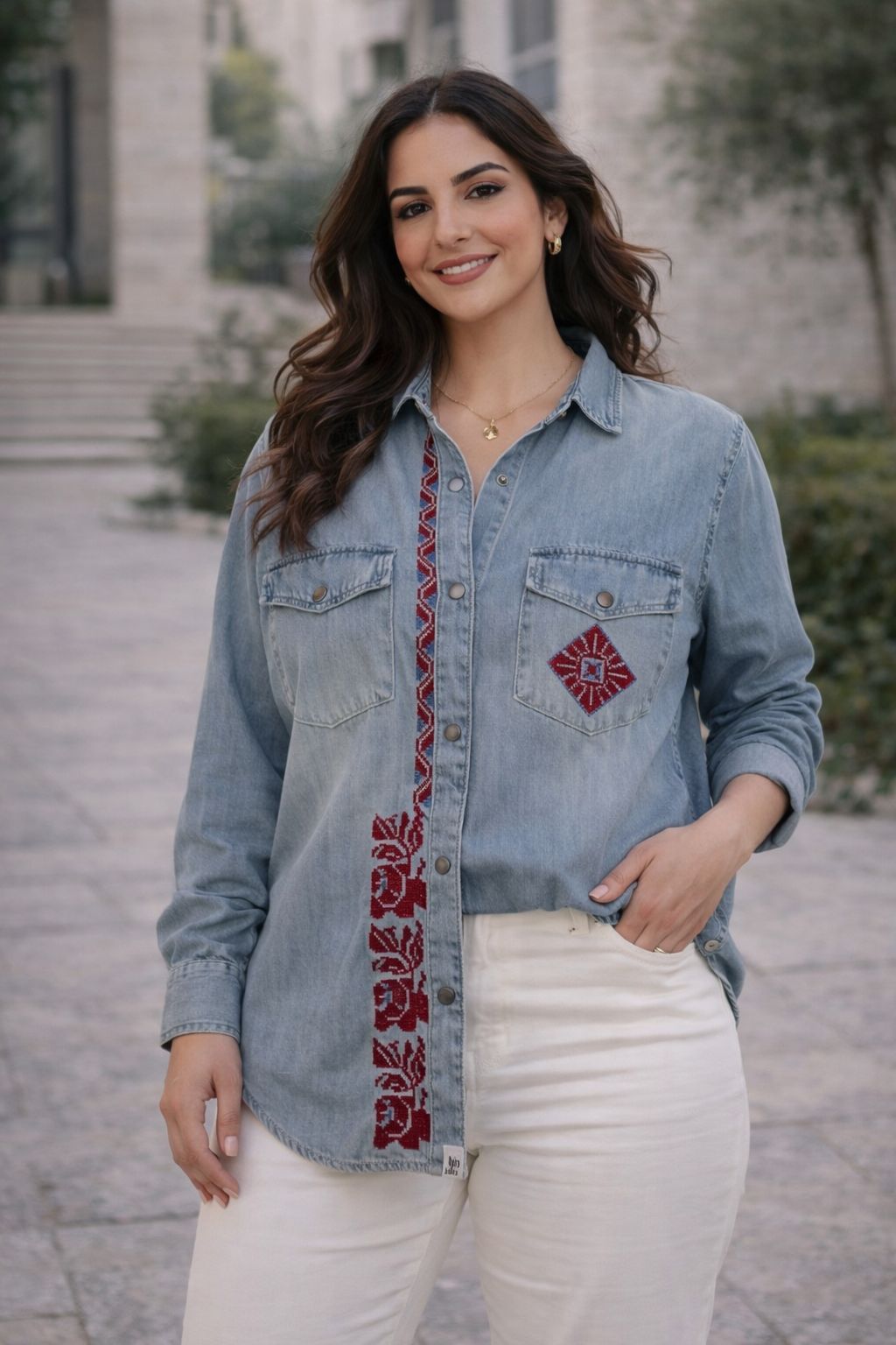 Embroidered Denim Shirt